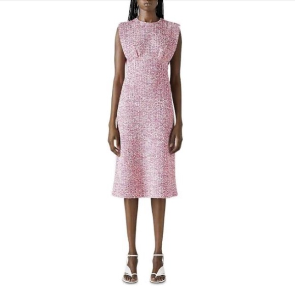 St. John Pink Bouclé Tweed Knit Midi Dress Size 4